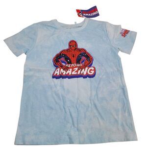 Marvel Spider-Man Kids Tie-Dye "Beyond Amazing" T-Shirt Blue Graphic Tee Size 4